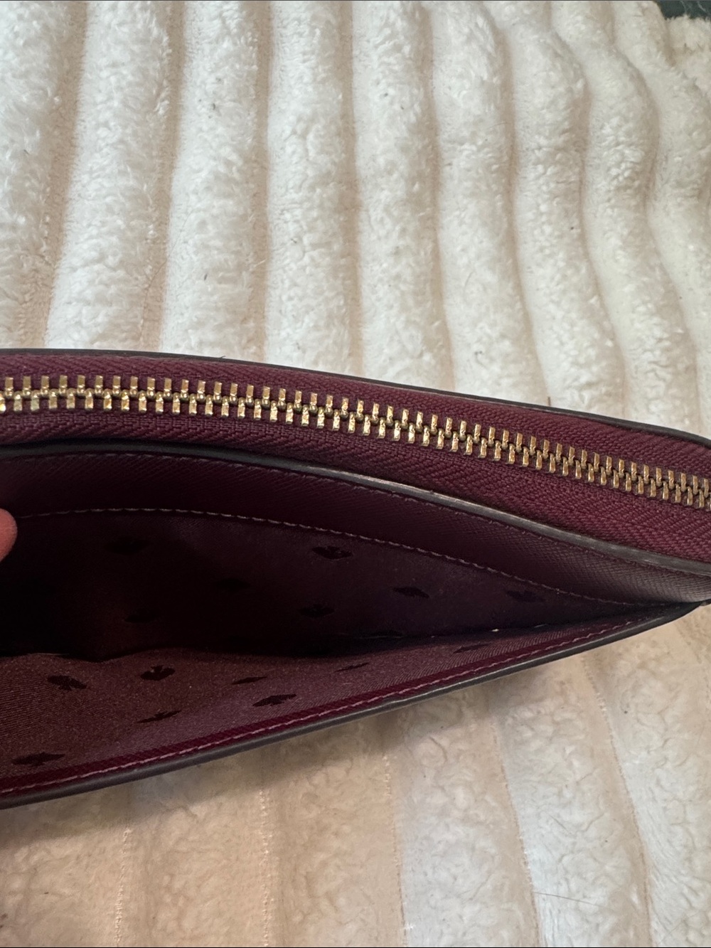 kate spade Burgundy Zip Around Leather Wallet with Gold Logo - Picture 6 of 11